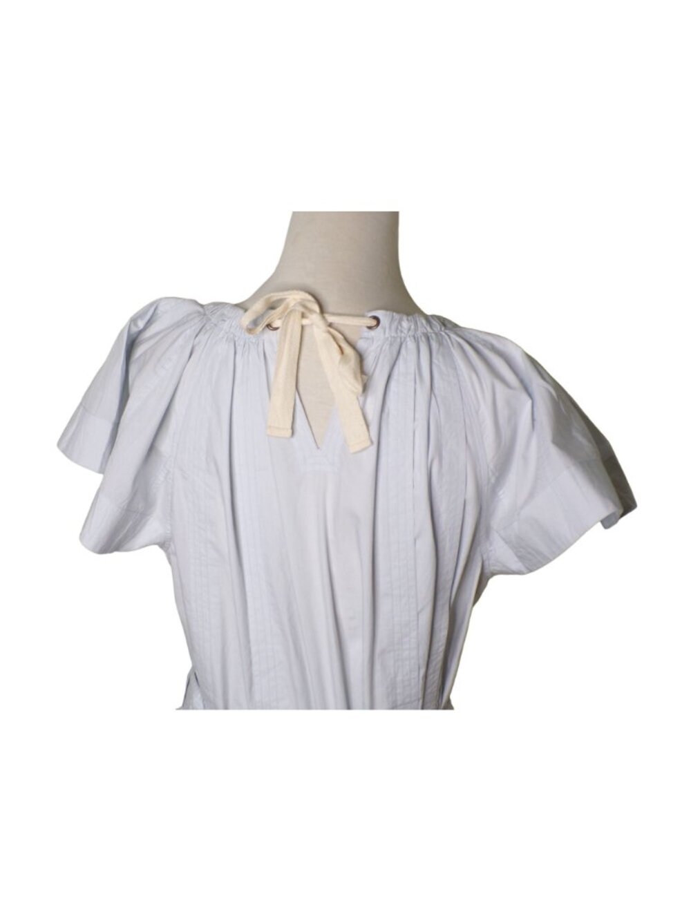 🆕ULLA JOHNSON Mae Mini Dress Sea Glass Blue Cotton Flutter Sleeve Belted 8 - Picture 11 of 12